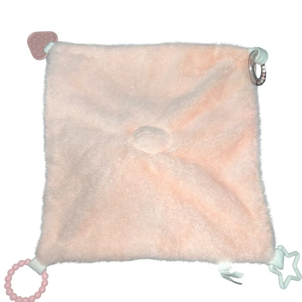 Dream Gro Pink Bear‎ Lovey Plush Rattle Security Blanket Teether Sensory Toy